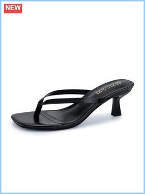 Kitten Heel Flip Flop Sandals Square Toe Slip On Comfort